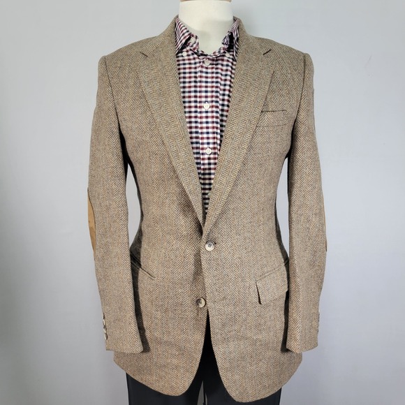 VTG Gallery by Haggar Men's Tweed Sport Coat Blazer Two Button Beige 38R - Picture 1 of 16